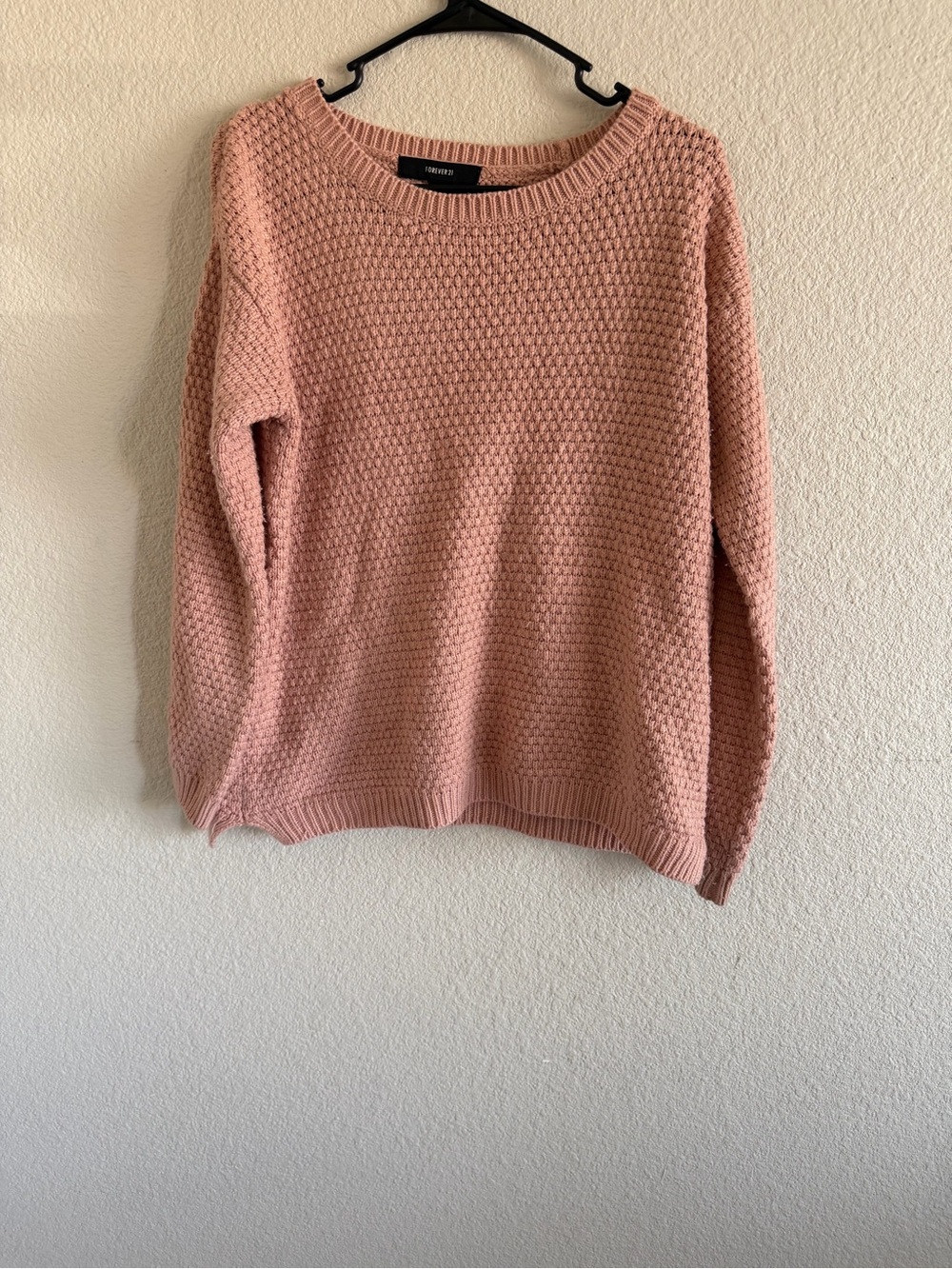 Forever 21 Dusty Rose Textured Crewneck Sweater